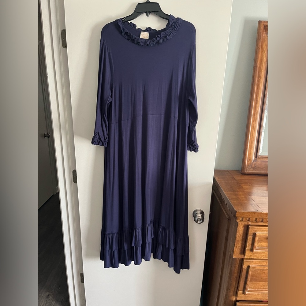 Zadie B’s Navy Ruffle Hem Long Sleeve Dress